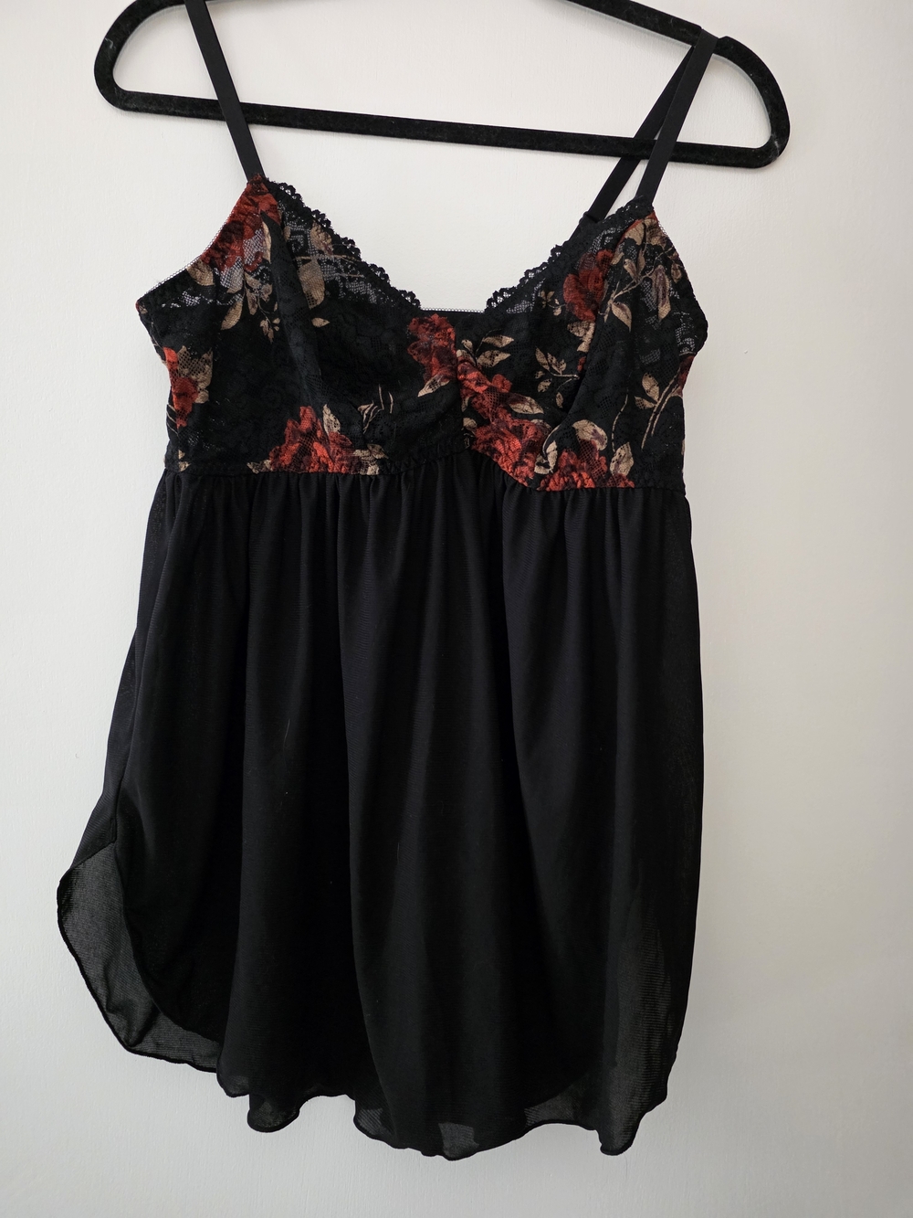 Torrid Black Floral Lace Babydoll Chemise Nightie - 0x